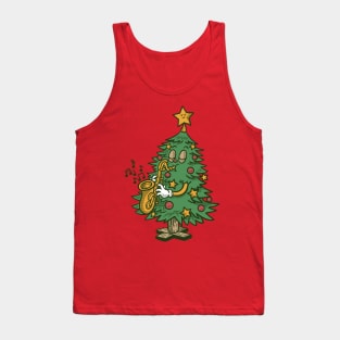 Christmas tree playing saxophone Tank Top